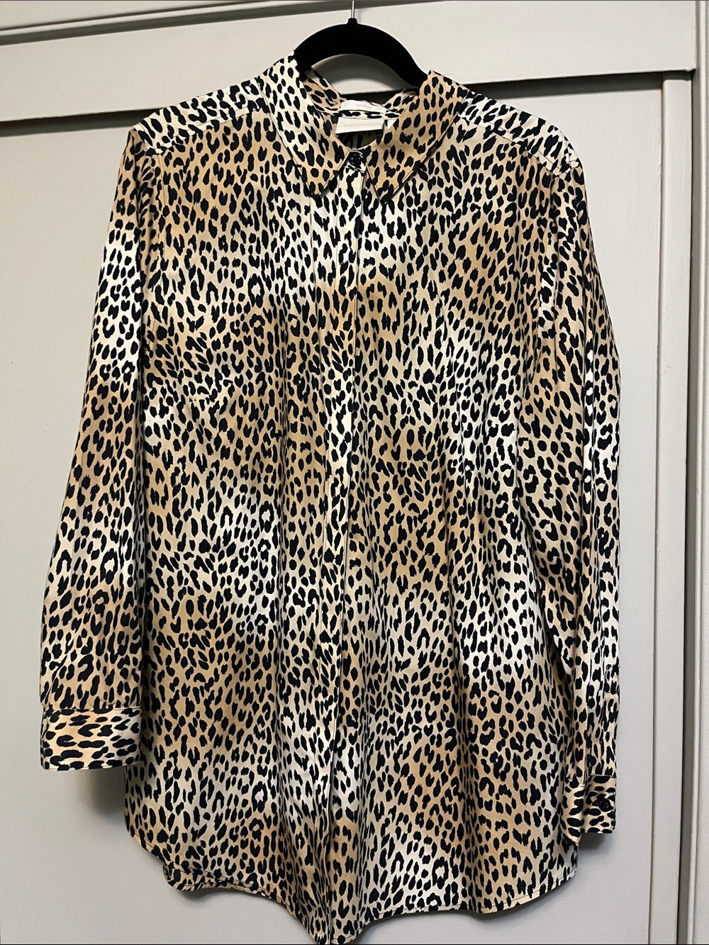Chico's Black and Tan Leopard Print Button-Up Blouse